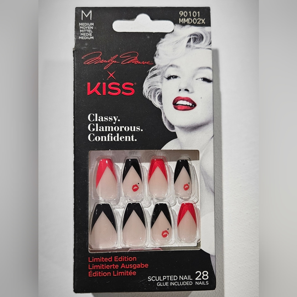 NIB KISS Marilyn Monroe Edition Press-On Nails - Red and Black - Picture 1 of 3